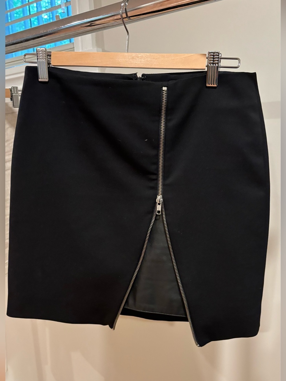 The Kooples Black Mini Pencil Skirt with Silver Slit
